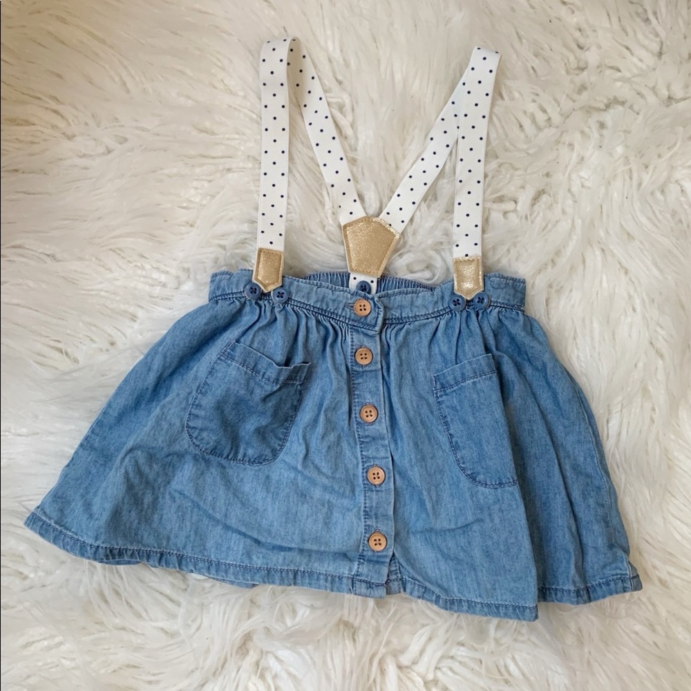EUC Oshkosh Baby Bgosh Denim Skirt with suspenders